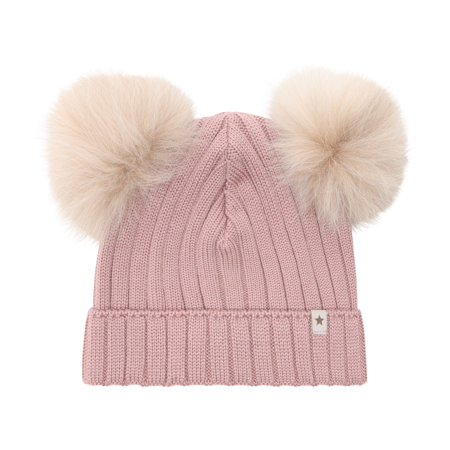 Hat Knit Alpaca Pompoms