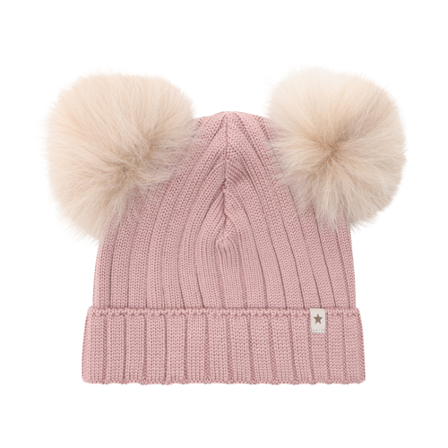 Hat Knit Alpaca Pompoms
