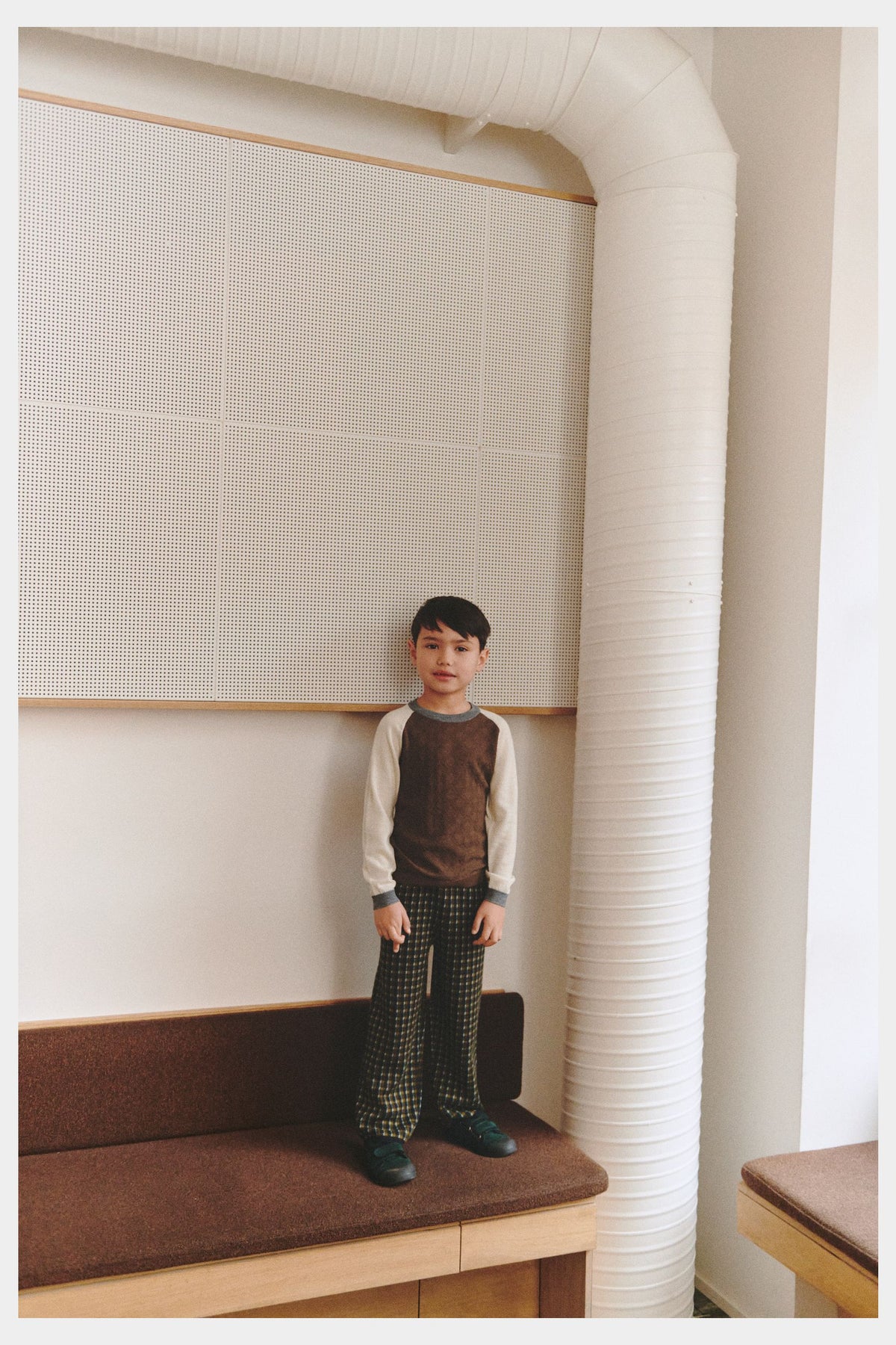 Child wearing FUB Pants in dark navy