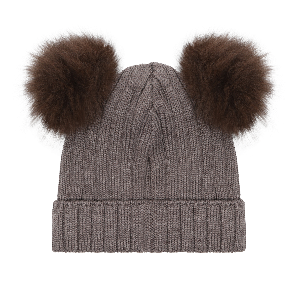 Hat Knit Alpaca Pompoms