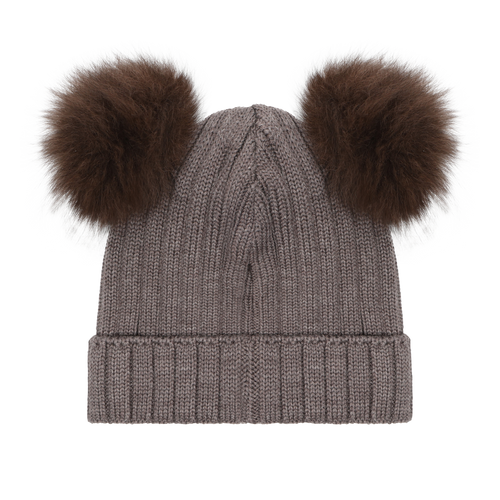 Hat Knit Alpaca Pompoms