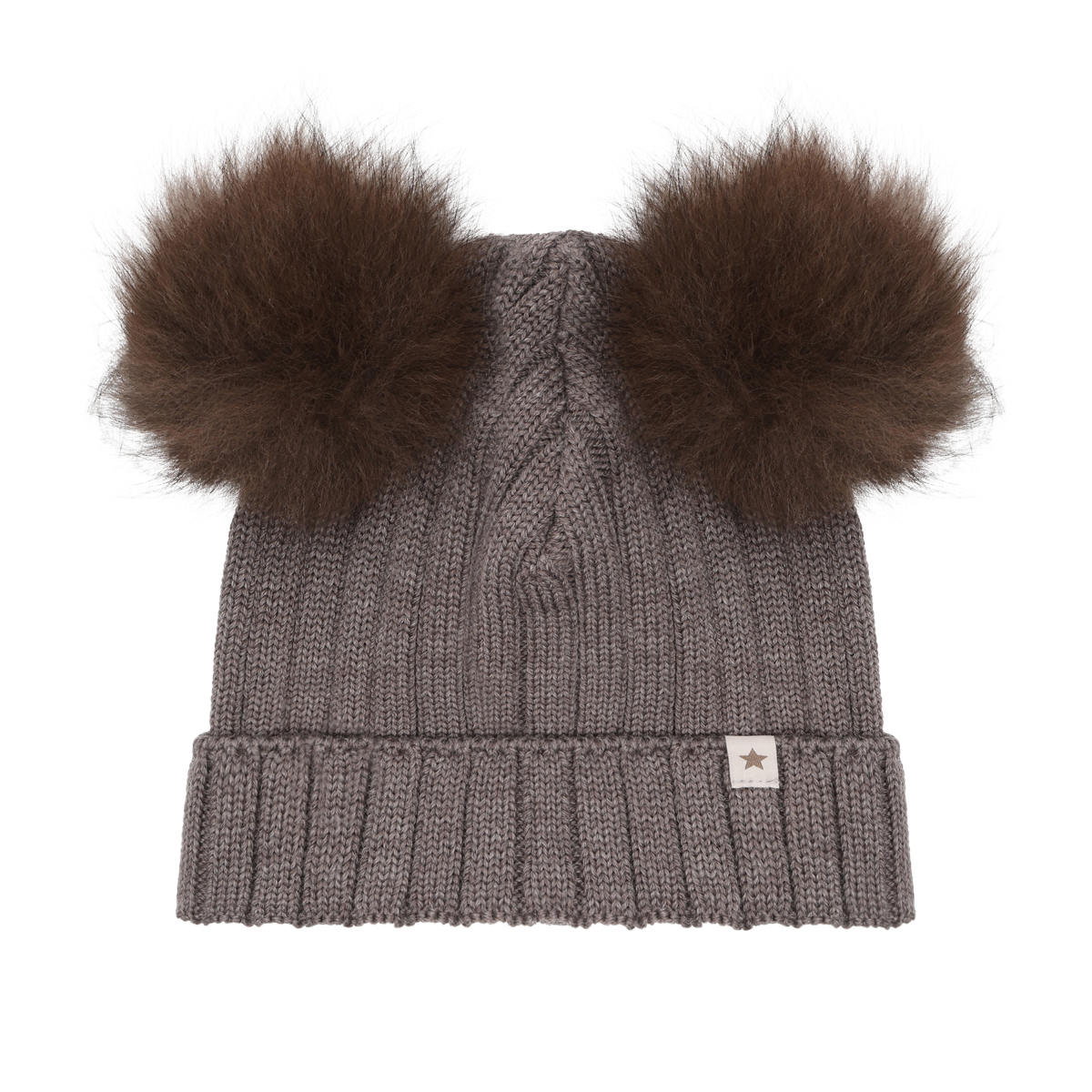 Hat Knit Alpaca Pompoms