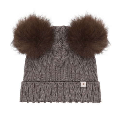 Hat Knit Alpaca Pompoms